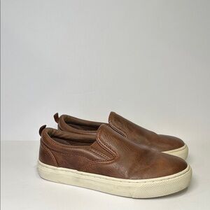 Boys Brown Slip-On Leather Sneakers | Toddler 12